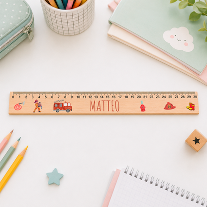 Holzlineal Personalisiert - Geschenk zur Einschulung - Verschiedene Motive
