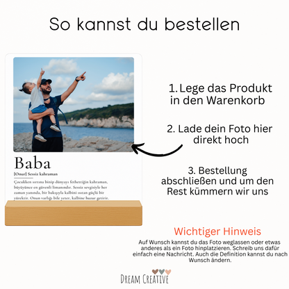 Personalisiertes Acrylschild | Geschenkidee zum Vatertag "Papa Definition"