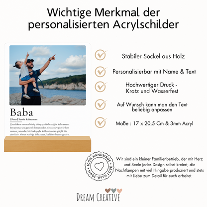 Personalisiertes Acrylschild | Geschenkidee zum Vatertag "Papa Definition"