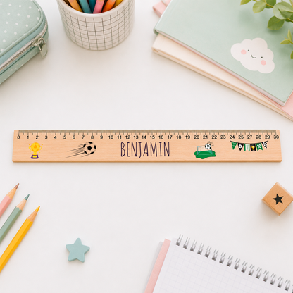 Holzlineal Personalisiert - Geschenk zur Einschulung - Verschiedene Motive