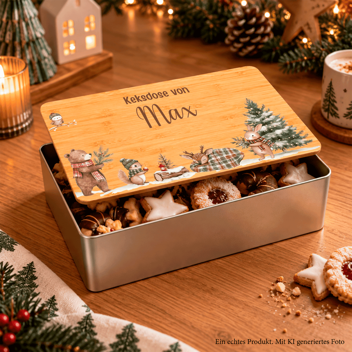 Keksdose personalisiert | Weihnachtsgeschenk - Boho Bärenfreunde