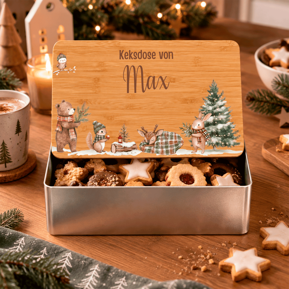 Keksdose personalisiert | Weihnachtsgeschenk - Boho Bärenfreunde