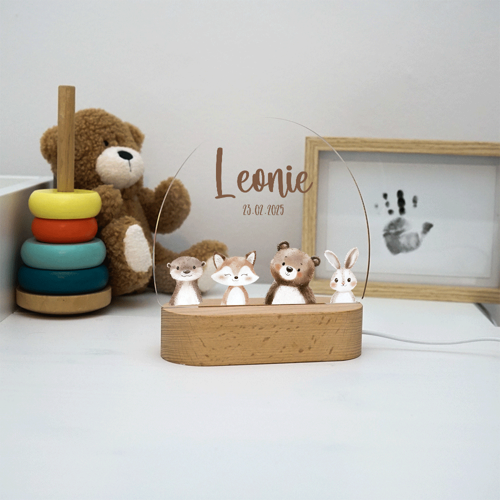 Geschenkset zur Geburt - Personalisierte Erinnerungskiste & Nachtlampe