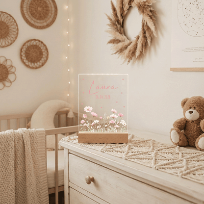 Personalisiertes Nachtlicht LED - Rosa Rosen