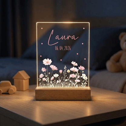 Personalisiertes Nachtlicht LED - Rosa Rosen