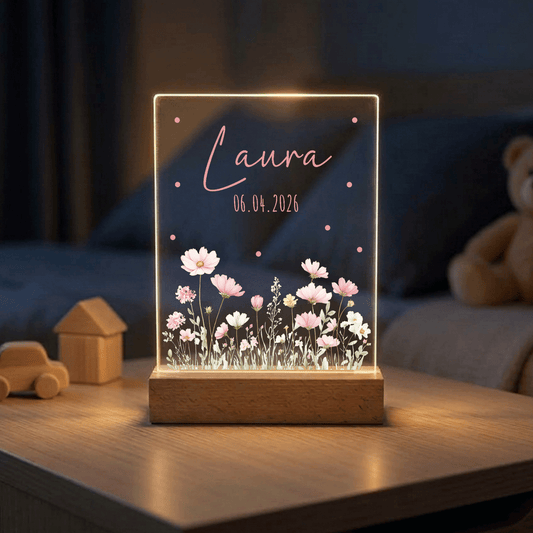 Personalisiertes Nachtlicht LED - Rosa Rosen