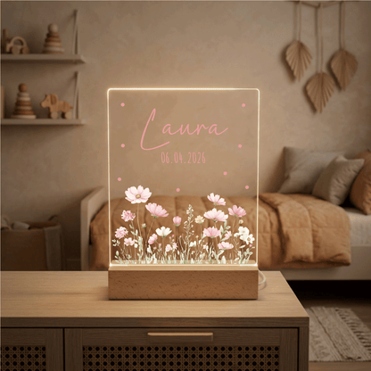 Personalisiertes Nachtlicht LED - Rosa Rosen
