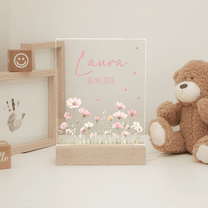 Personalisiertes Nachtlicht LED - Rosa Rosen