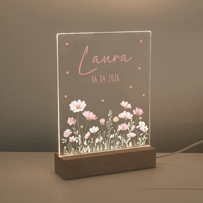 Personalisiertes Nachtlicht LED - Rosa Rosen