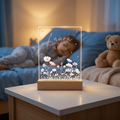 Personalisiertes Nachtlicht LED - Rosa Rosen