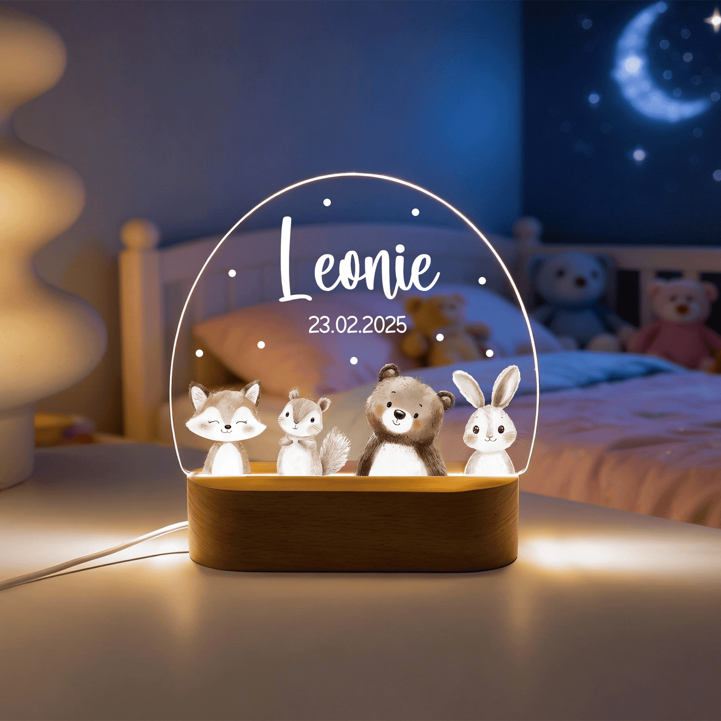 Personalisierte Nachtlampe LED - Bärenfreunde