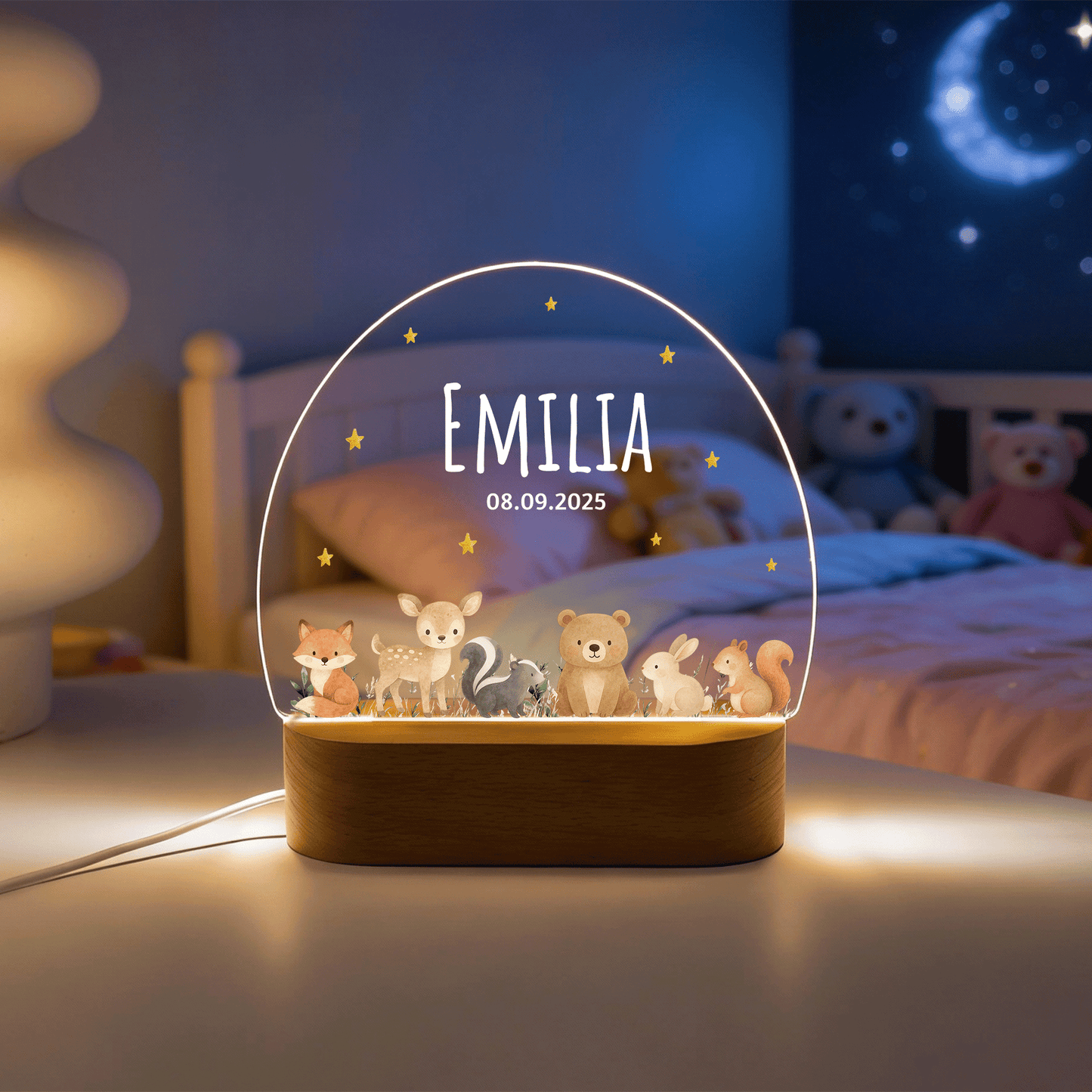 Personalisierte Nachtlampe LED - Safari Baby