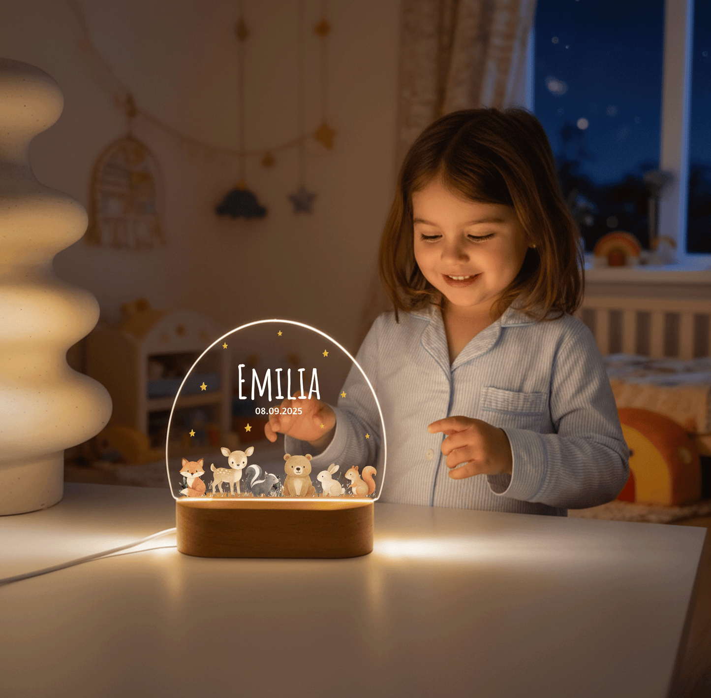 Personalisierte Nachtlampe LED - Safari Baby
