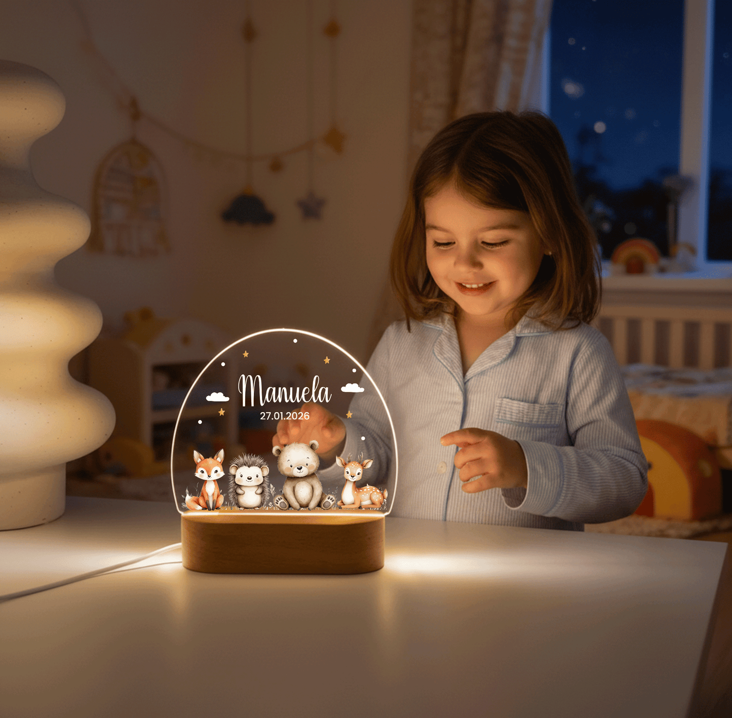 Personalisierte Nachtlampe LED - Woodland Animals