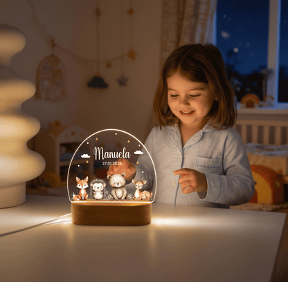 Personalisierte Nachtlampe LED - Woodland Animals
