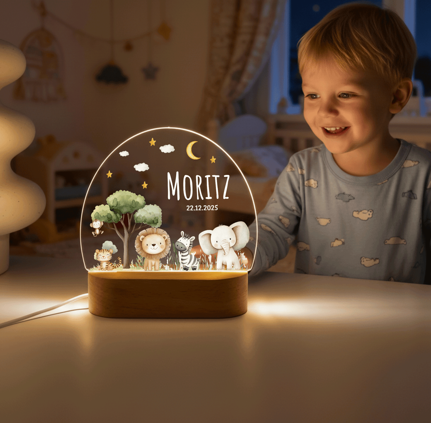 Personalisierte Nachtlampe LED - Waldfreunde