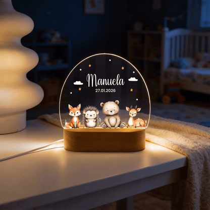 Personalisierte Nachtlampe LED - Woodland Animals