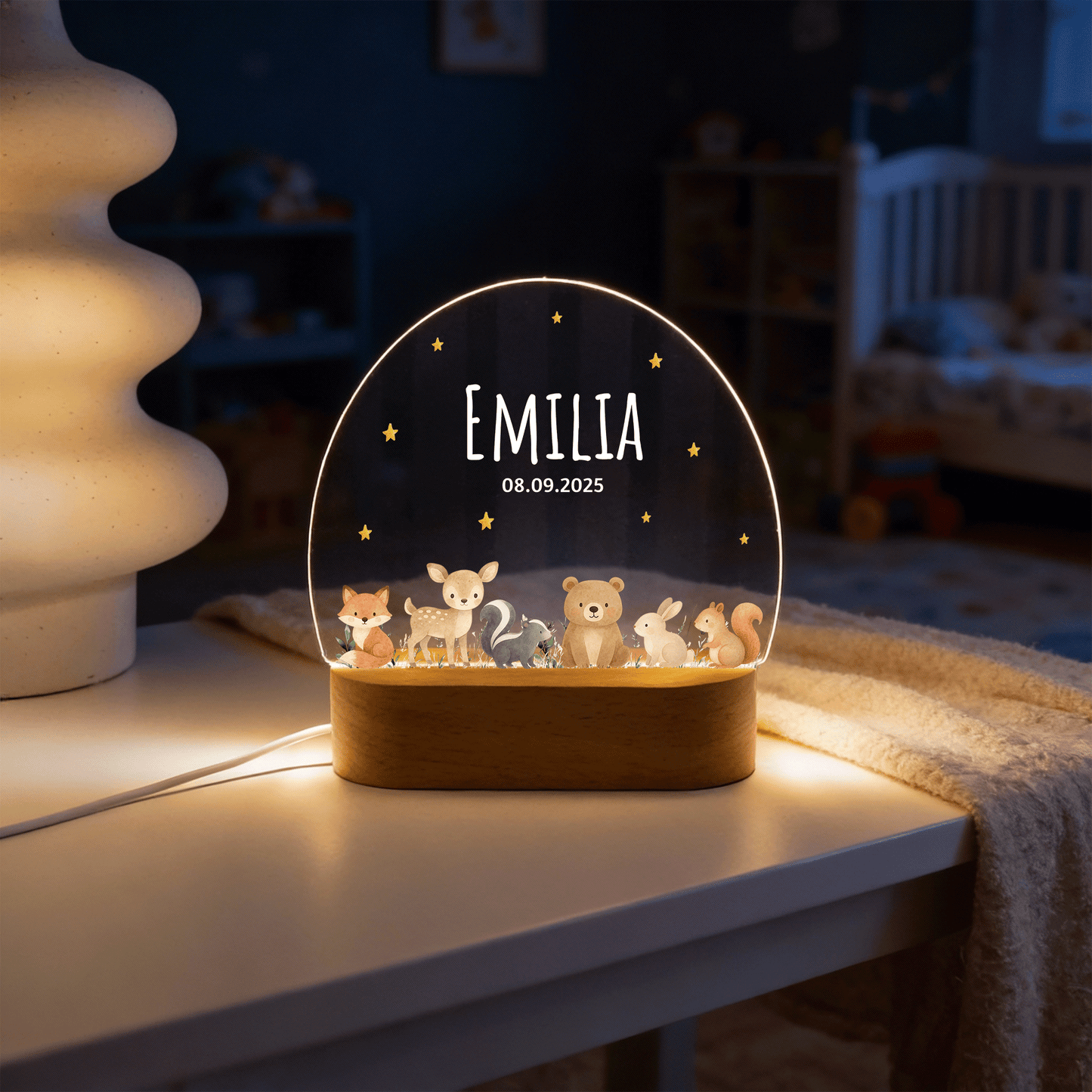 Personalisierte Nachtlampe LED - Safari Baby
