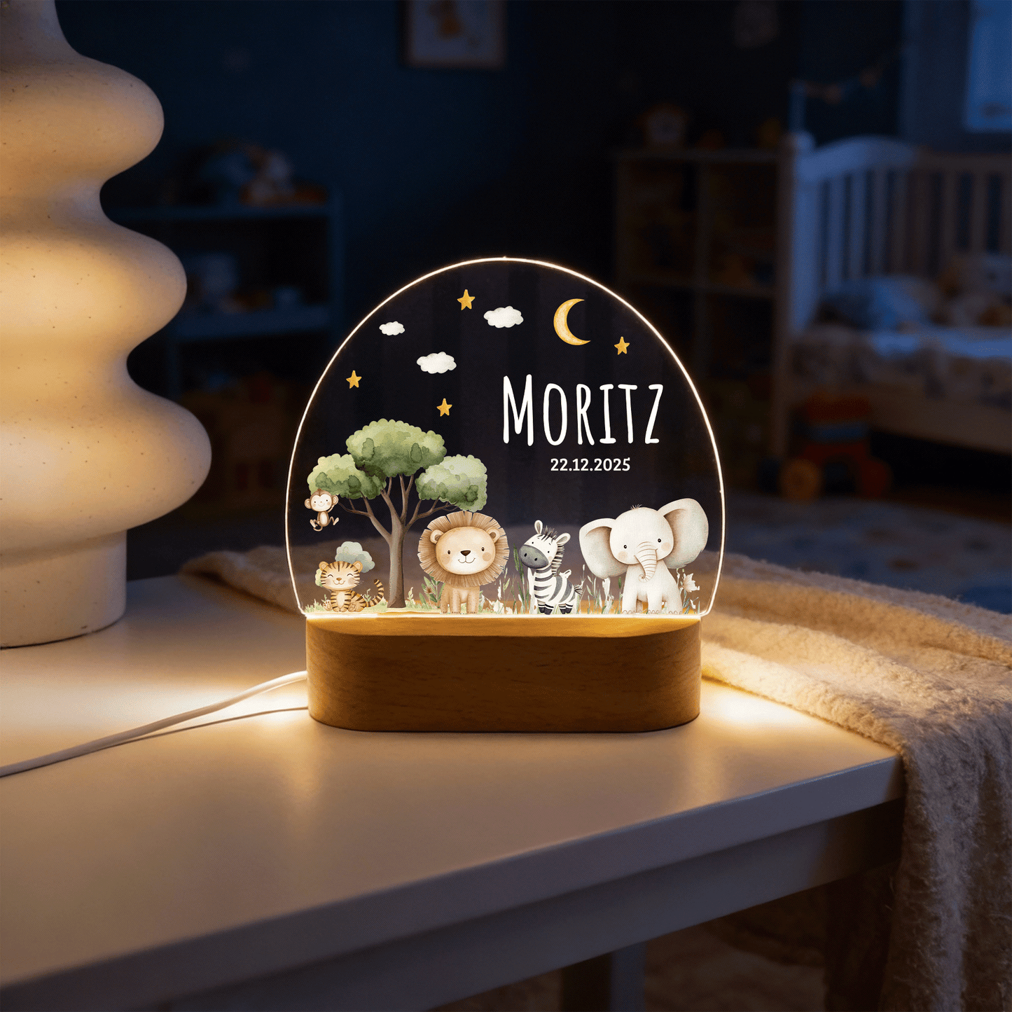 Personalisierte Nachtlampe LED - Waldfreunde