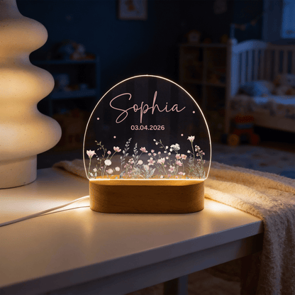 Personalisierte Nachtlampe LED - Blumenmotiv