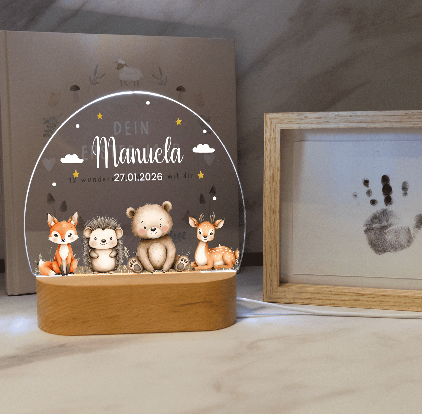 Personalisierte Nachtlampe LED - Woodland Animals