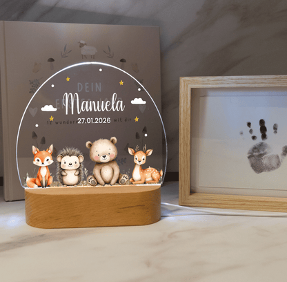 Personalisierte Nachtlampe LED - Woodland Animals
