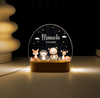 Personalisierte Nachtlampe LED - Woodland Animals