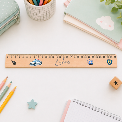 Holzlineal Personalisiert - Geschenk zur Einschulung - Verschiedene Motive