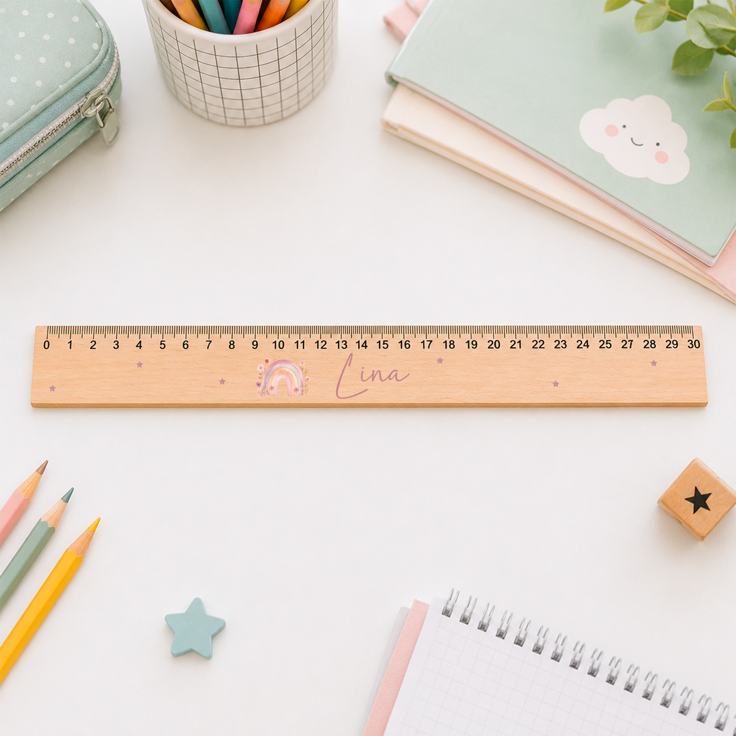 Holzlineal Personalisiert - Geschenk zur Einschulung - Verschiedene Motive