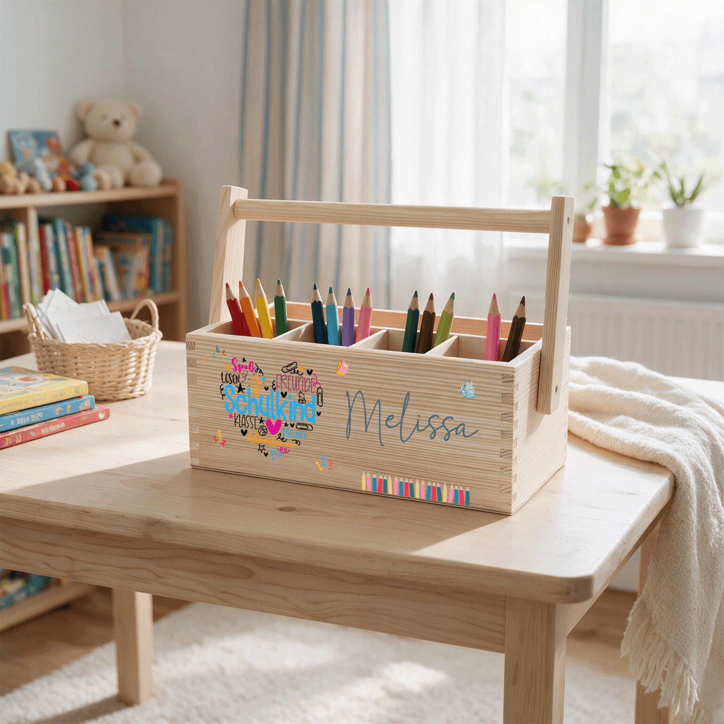 Stiftebox personalisiert - Geschenk zur Einschulung - Schulkind Herz