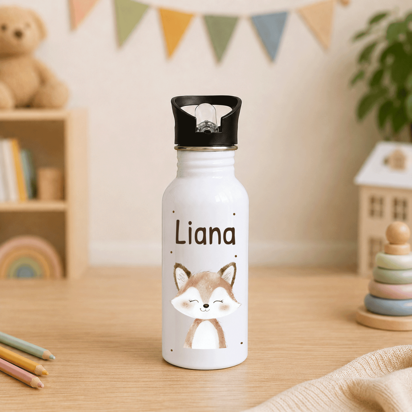 Trinkflasche personalisiert - Süßer Fuchs