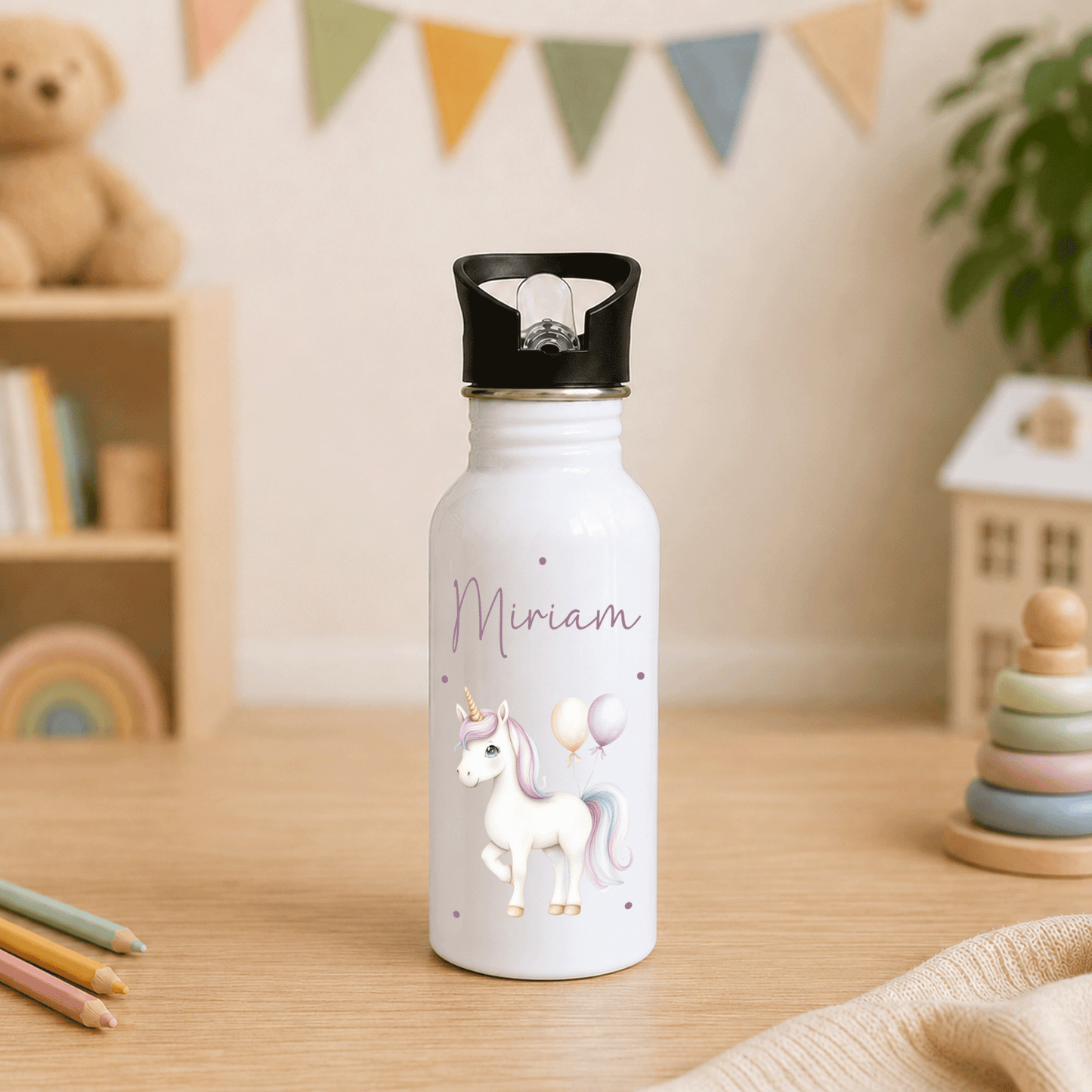 Trinkflasche personalisiert - Einhorn