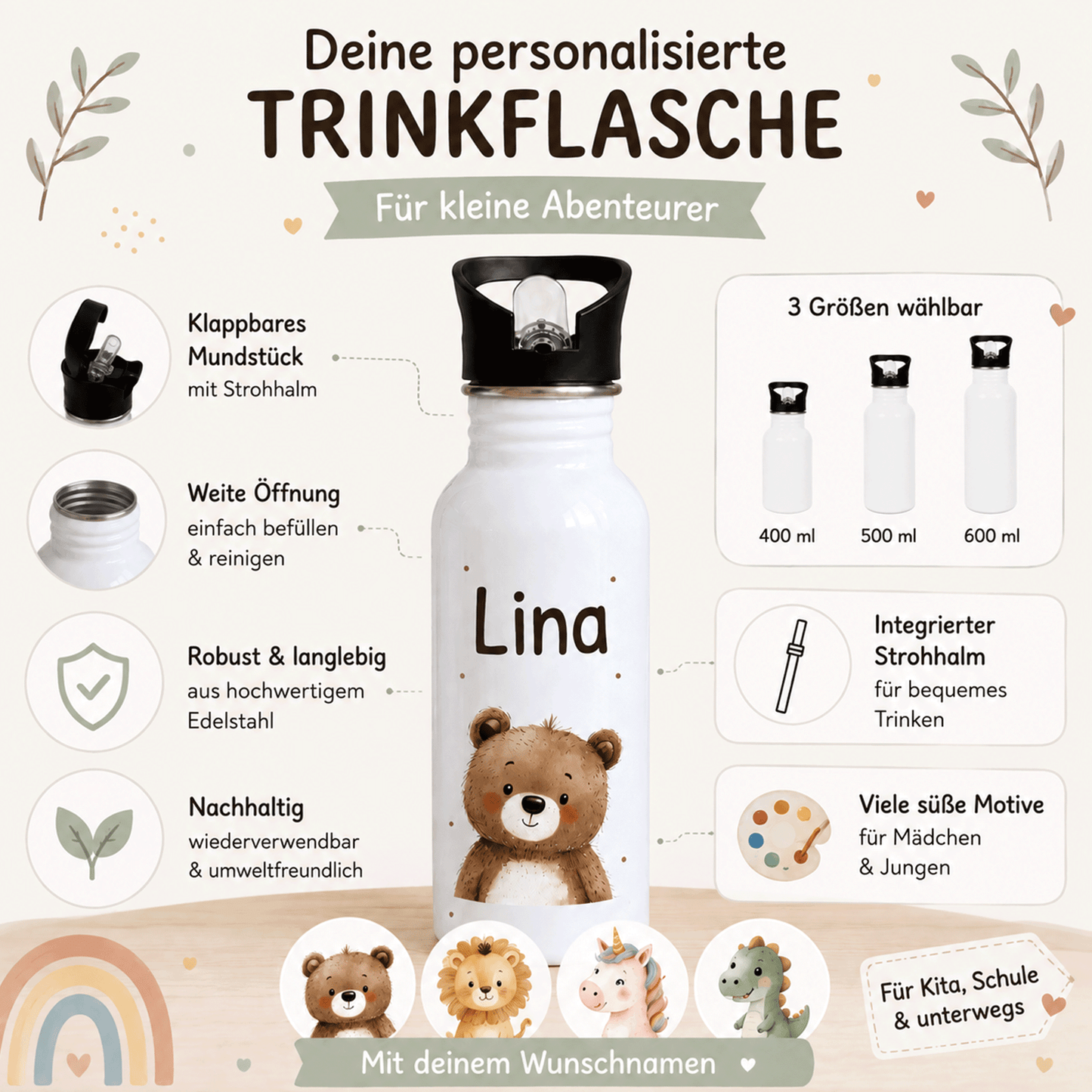 Trinkflasche personalisiert - Süße Biene