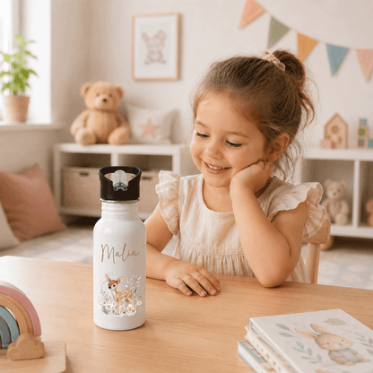 Trinkflasche personalisiert - Süßer Reh