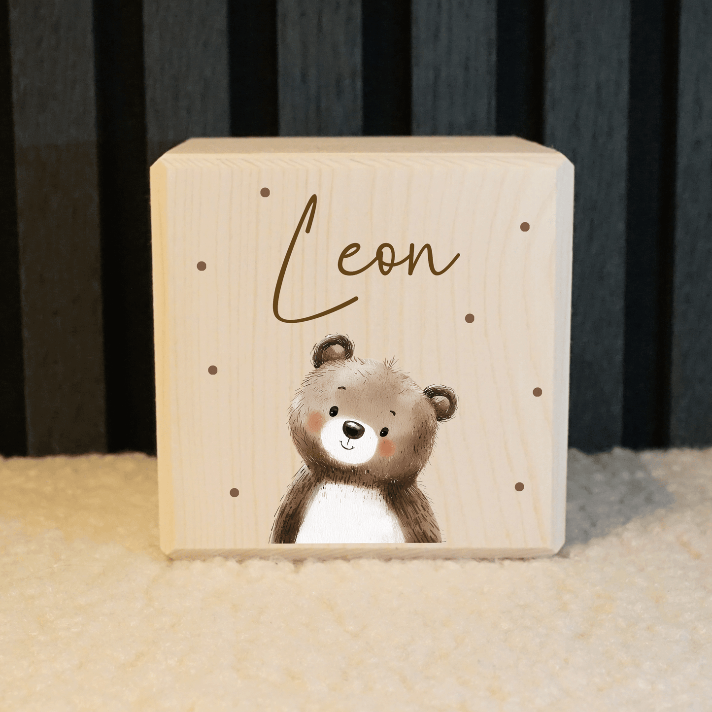 Personalisierte Spardose aus Holz - Niedlicher Teddy